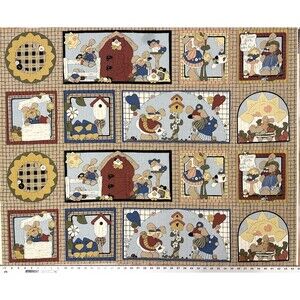 Quilt Panel Vintage 90s Just Be Cuz Cotton Rabbit Bunny Gardening Sunflower